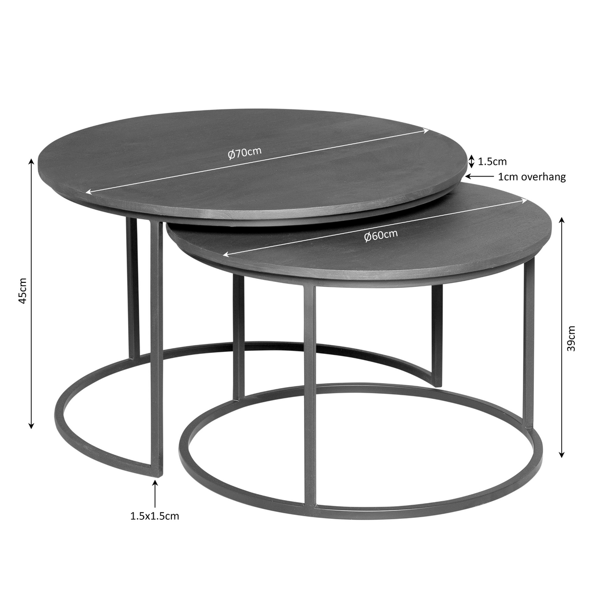 Tables basses Madison en bois de manguier naturel, lot de 2 Starfurn