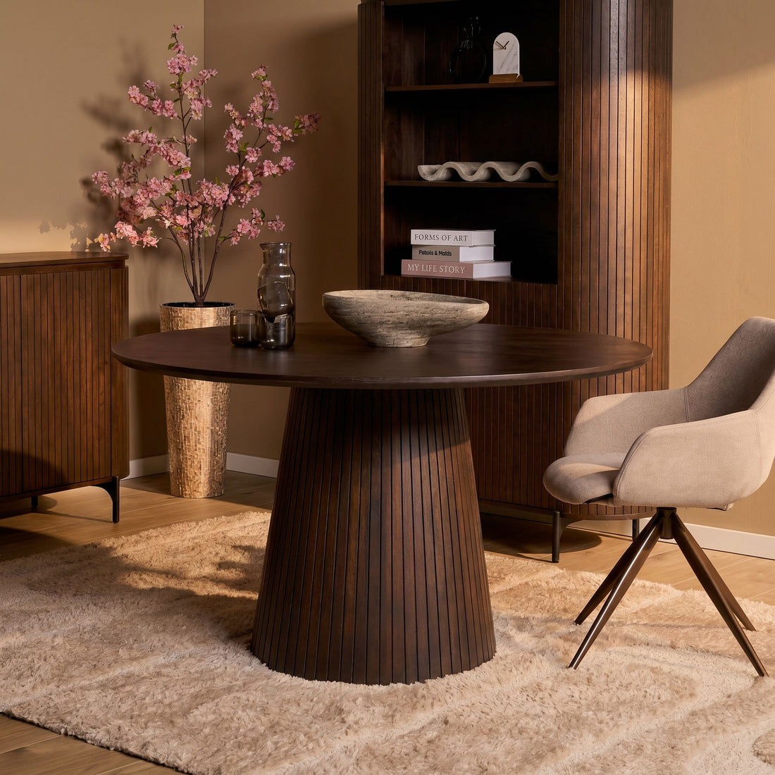Table à manger Solana Bois de manguier Marron Ronde 130cm Starfurn