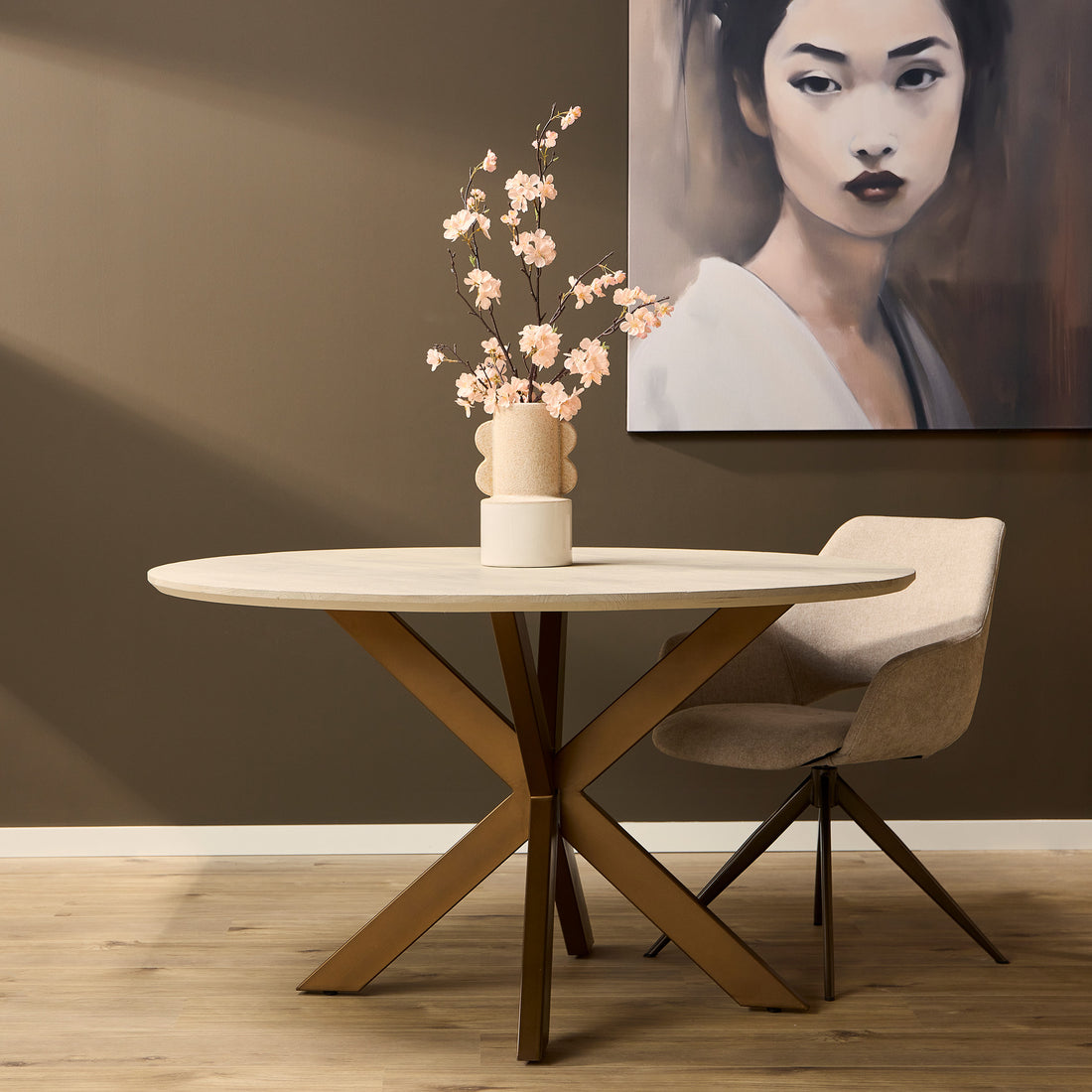 Table à manger Madison Bois de manguier Sable Ronde 150cm Starfurn