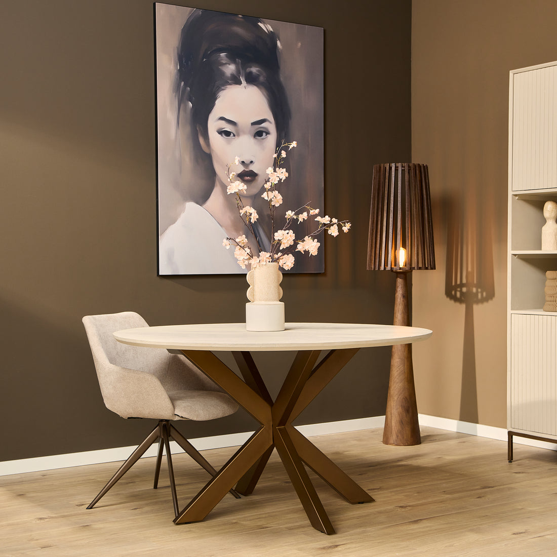 Table à manger Madison Bois de manguier Sable Ronde 110cm Starfurn