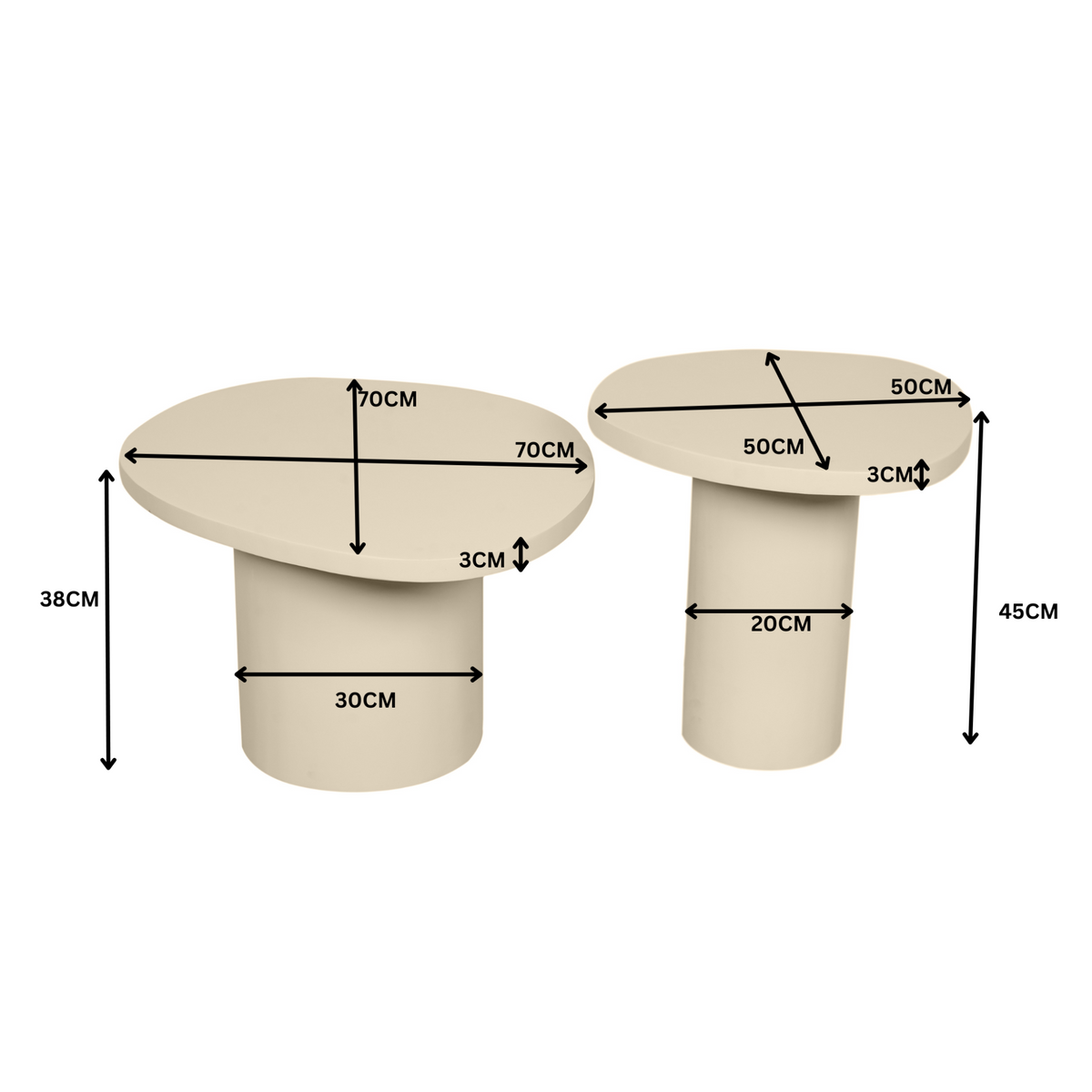 Tables basses Mirre Bois de manguier Sable Lot de 2 Starfurn