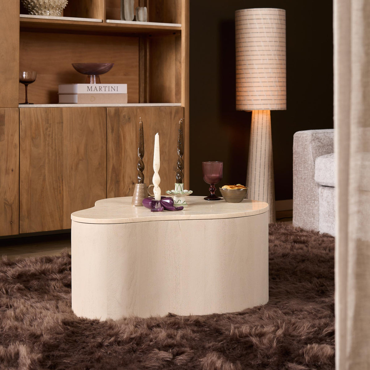 Table basse Lovi Bois de manguier Sable 77cm Starfurn