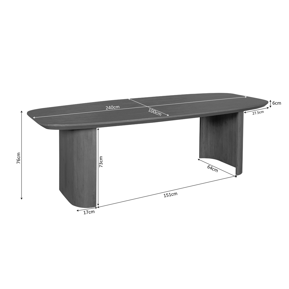Table à manger Maré Bois de manguier Marron 240cm Starfurn