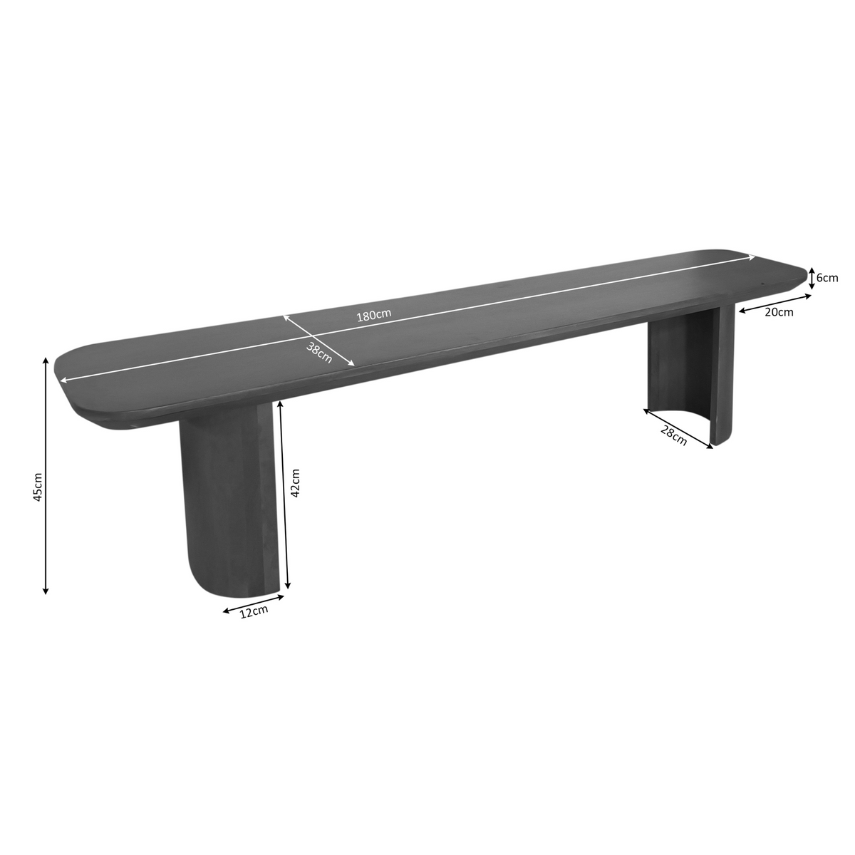 Banc de salle à manger Maré Bois de manguier Marron 180cm Starfurn