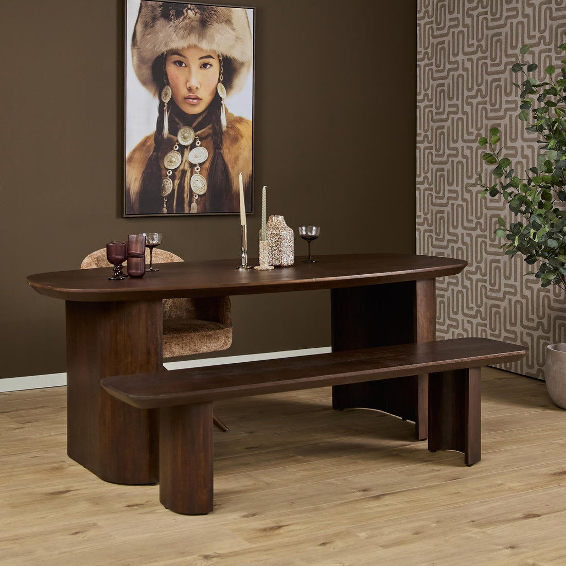 Banc de salle à manger Maré Bois de manguier Marron 220cm Starfurn