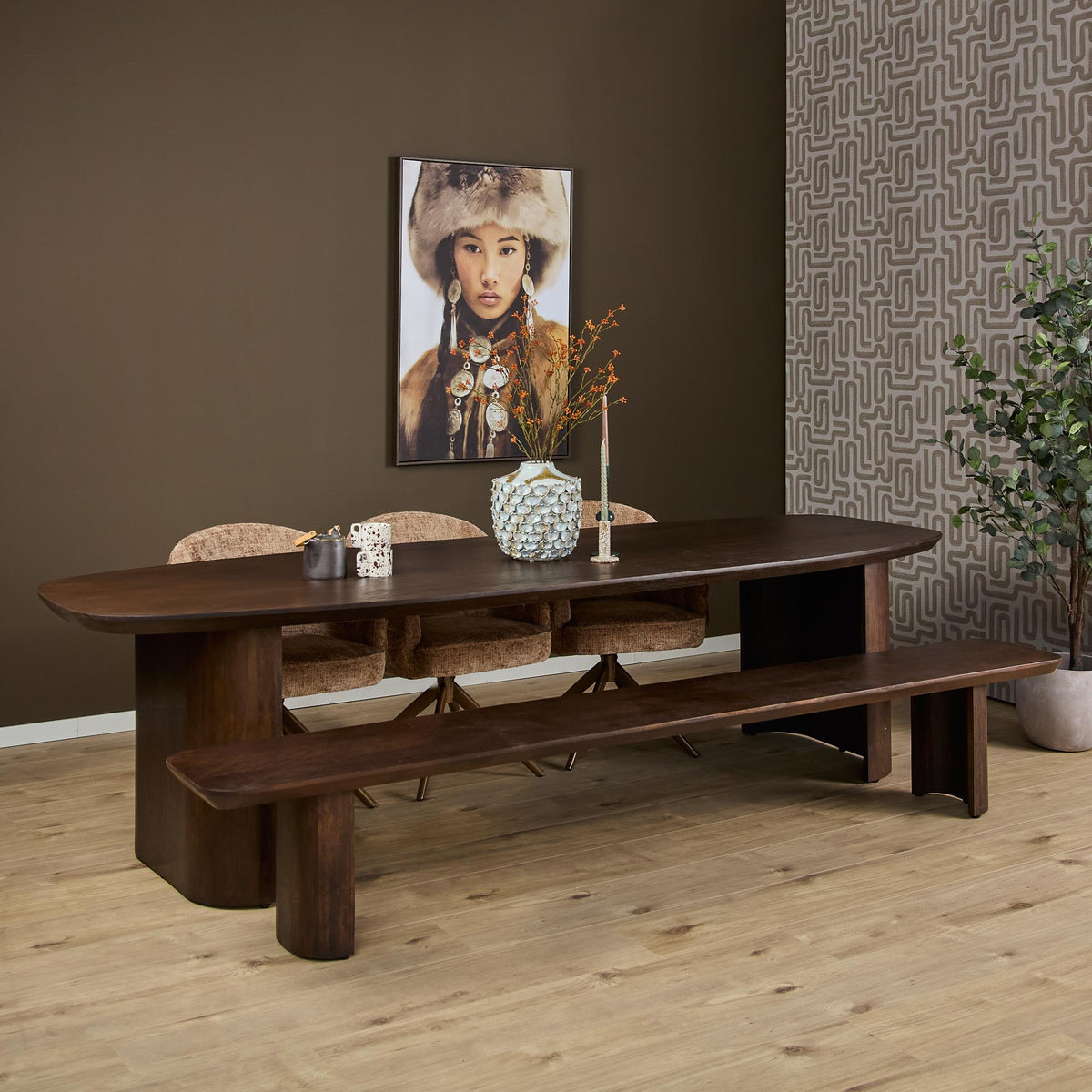 Banc de salle à manger Maré Bois de manguier Marron 280cm Starfurn