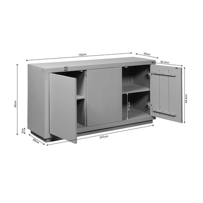 Buffet Bruxelles en bois de manguier marron, 3 portes, 150 cm Starfurn