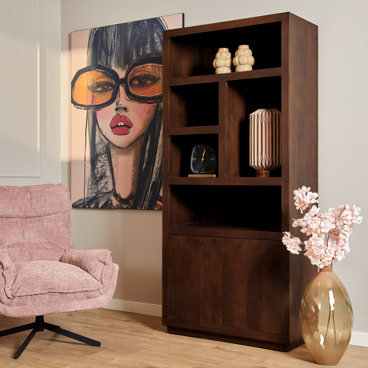 Vitrine Bruxelles Bois de manguier Marron 90cm Starfurn