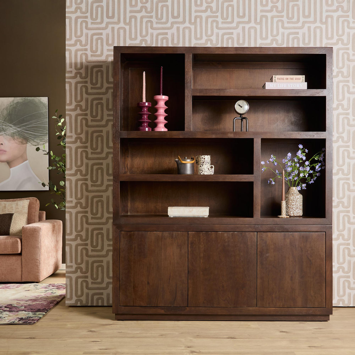 Vitrine Bruxelles Bois de manguier Marron 160cm Starfurn
