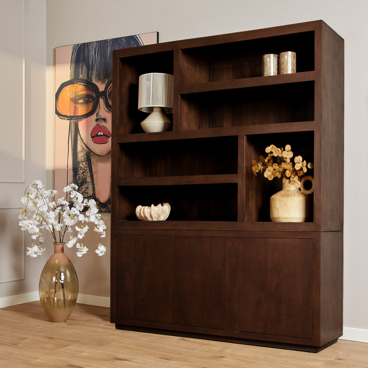 Vitrine Bruxelles Bois de manguier Marron 160cm Starfurn