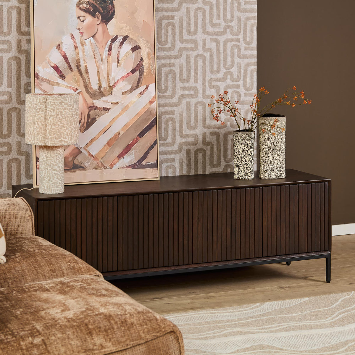 Meuble TV Madison Bois de Manguier Marron 165cm Starfurn