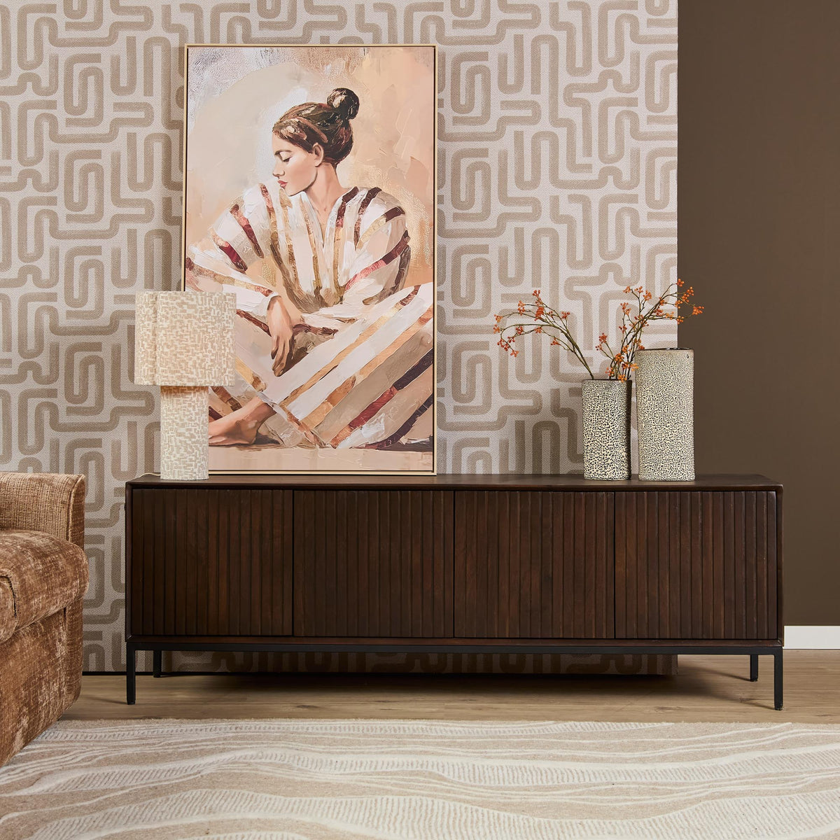 Meuble TV Madison Bois de Manguier Marron 165cm Starfurn