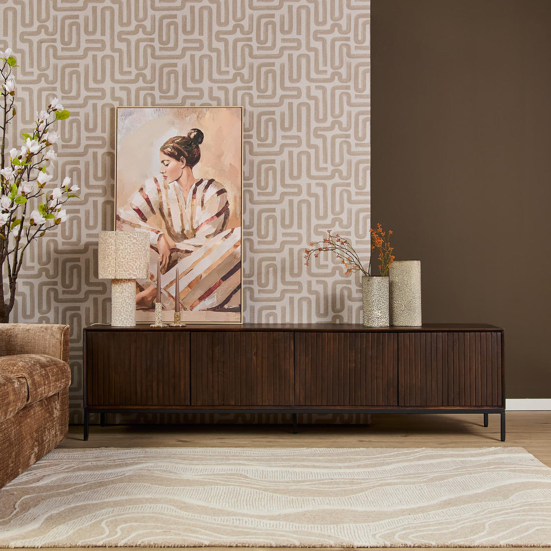 Meuble TV Madison Bois de Manguier Marron 210cm Starfurn