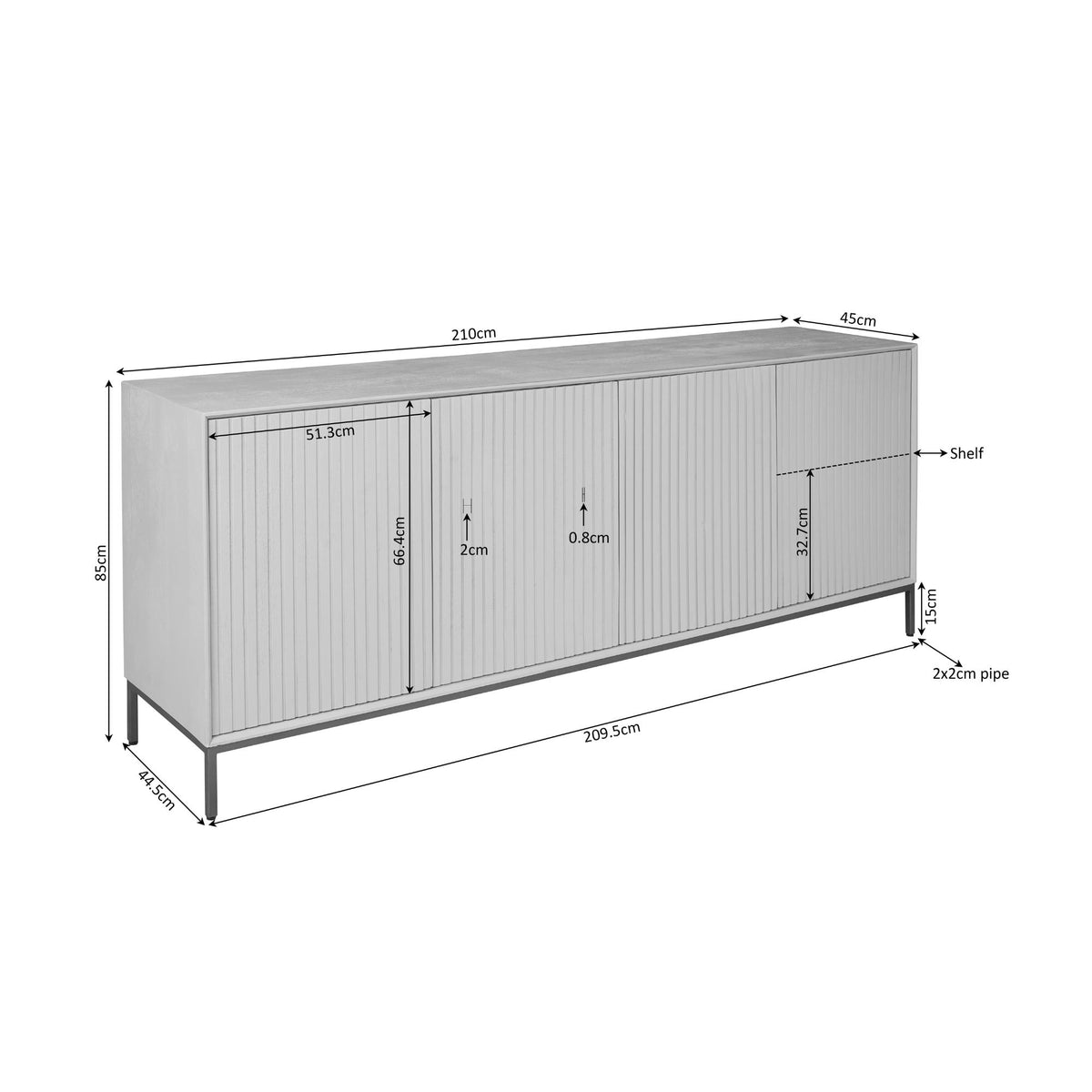 Buffet Madison Bois de manguier Marron 210cm Starfurn