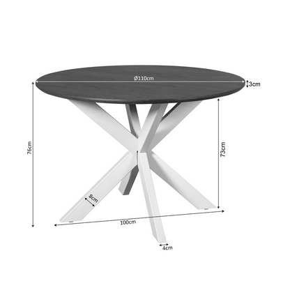 Table à manger Madison Bois de manguier Naturel Ronde 110cm Starfurn