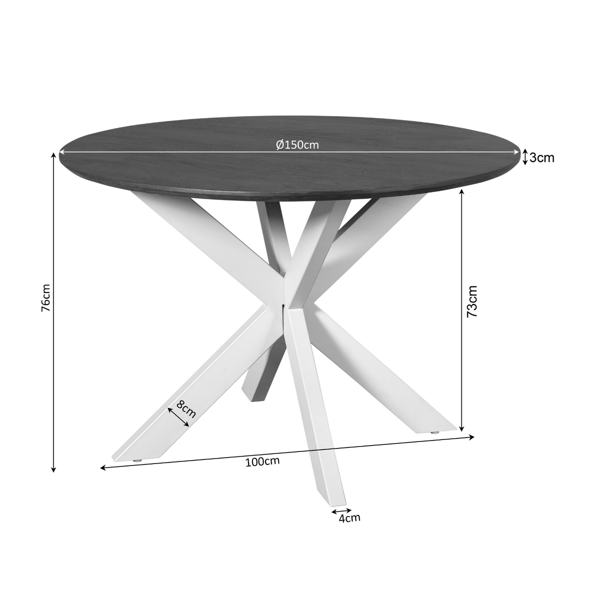 Table à manger Madison Bois de manguier Naturel Ronde 150cm Starfurn