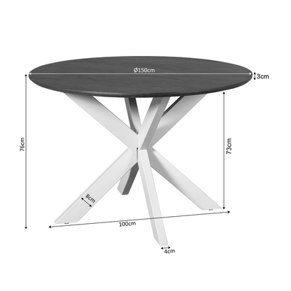 Table à manger Madison Bois de manguier Naturel Ronde 150cm Starfurn