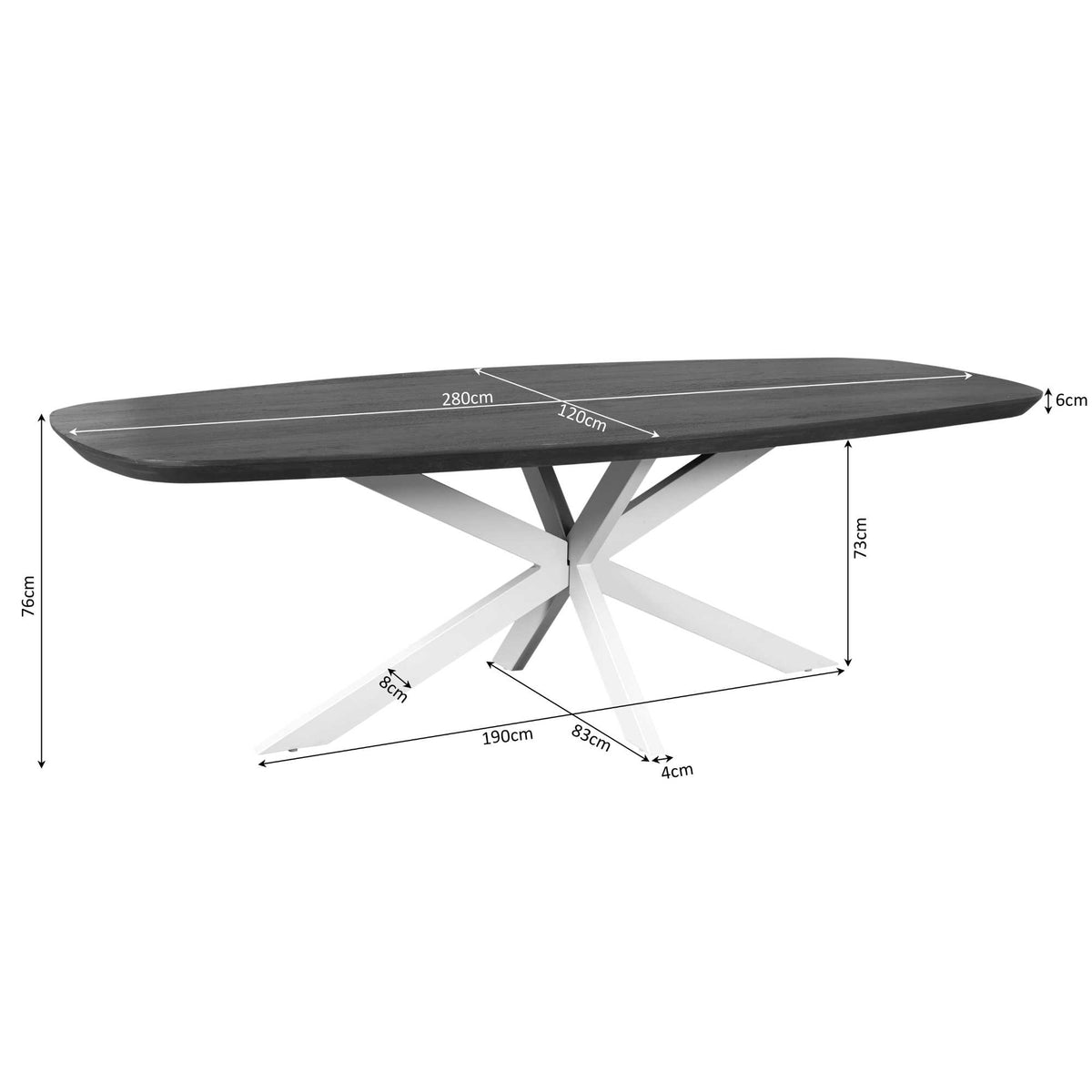Table à manger Madison Bois de manguier Naturel Danoise Ovale 280cm Starfurn