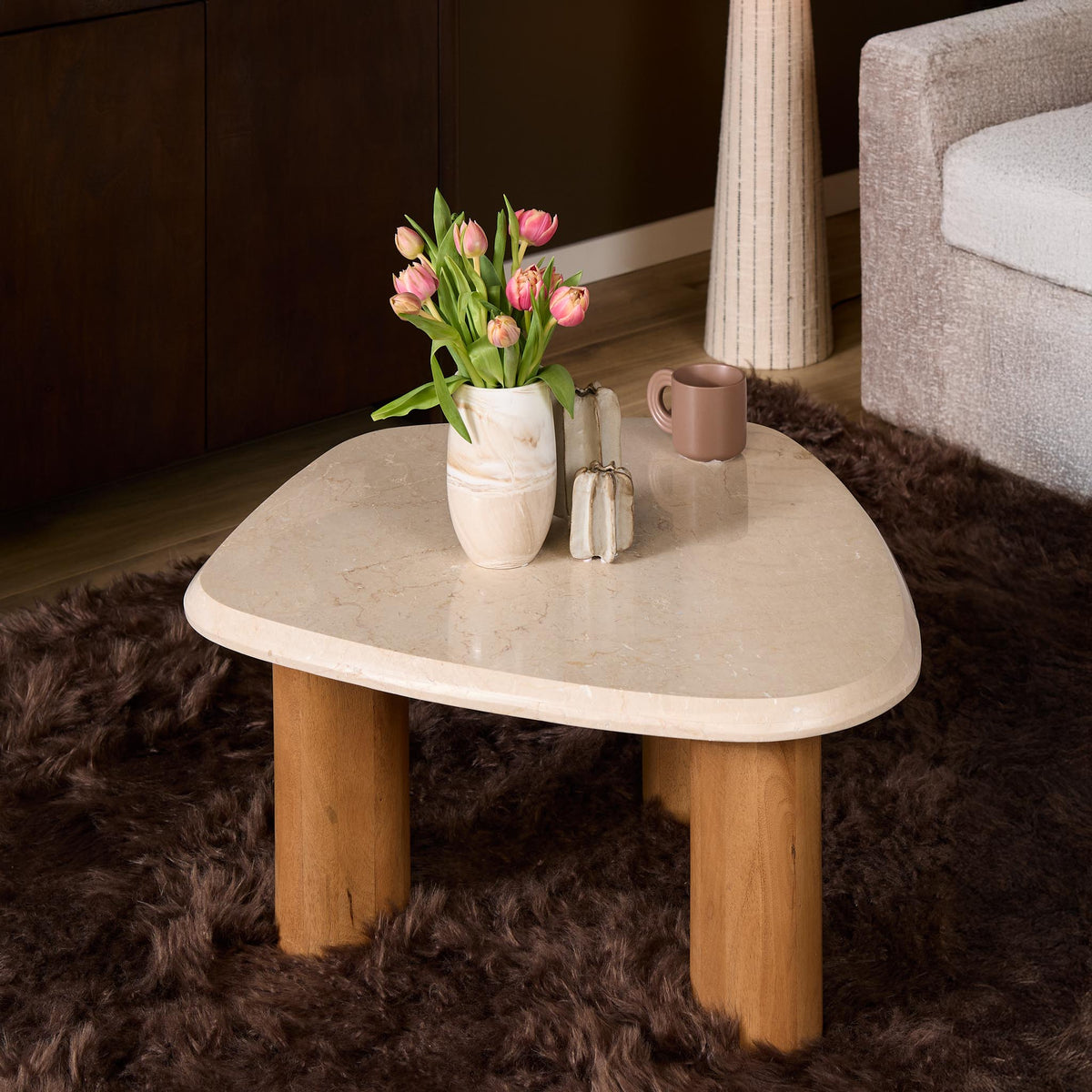 Table basse Nuvé Botticino Marbre Naturel 84cm Starfurn