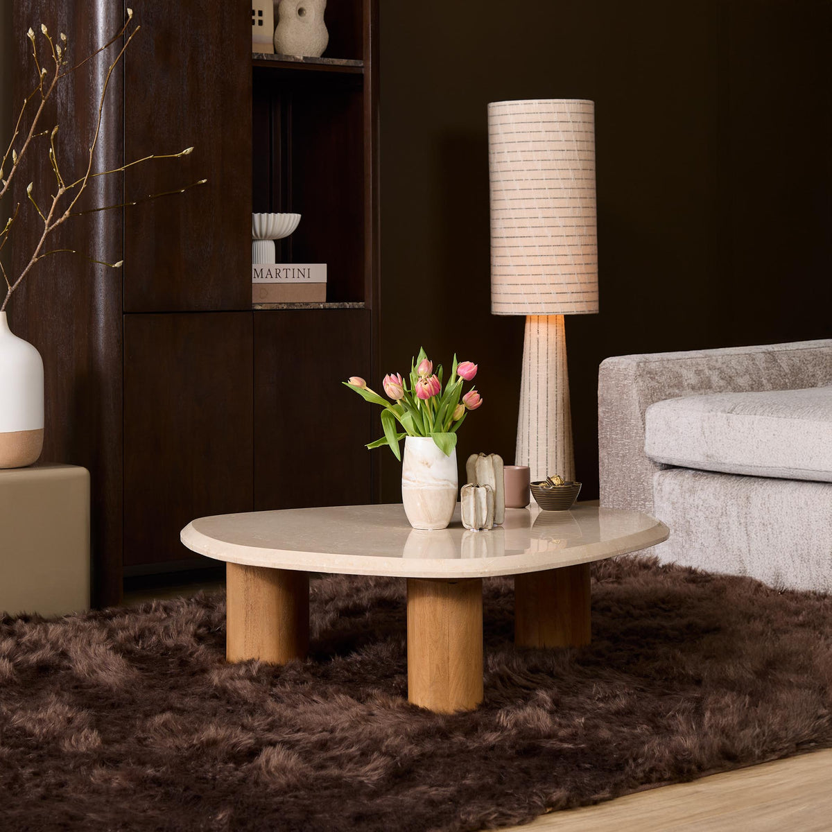 Table basse Nuvé Botticino Marbre Naturel 100cm Starfurn
