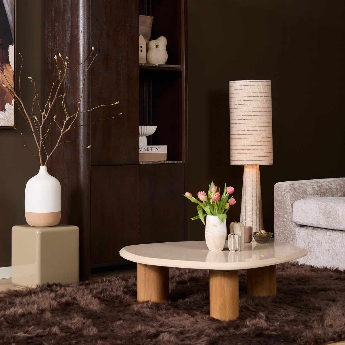 Table basse Nuvé Botticino Marbre Naturel 100cm Starfurn
