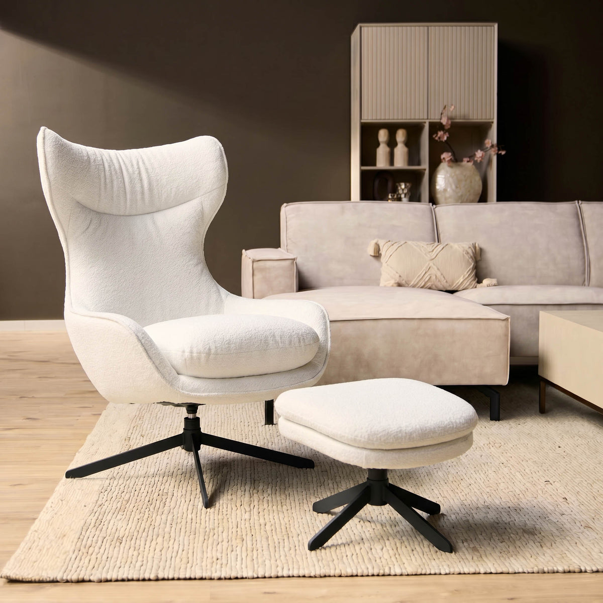 Fauteuil Olivia Pivotant Tissu Blanc Cassé Starfurn