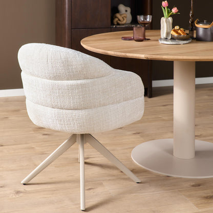 Chaise de salle à manger Bella en tissu blanc cassé avec accoudoirs Starfurn