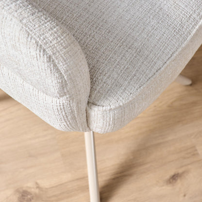 Chaise de salle à manger Bella en tissu blanc cassé avec accoudoirs Starfurn