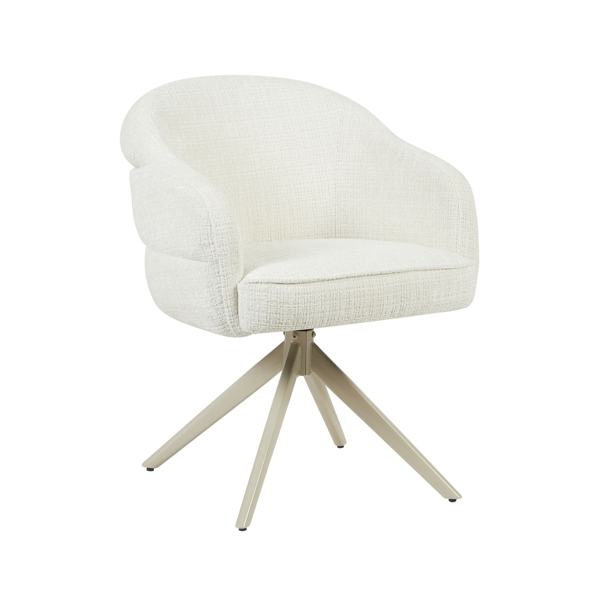Chaise de salle à manger Bella en tissu blanc cassé avec accoudoirs Starfurn