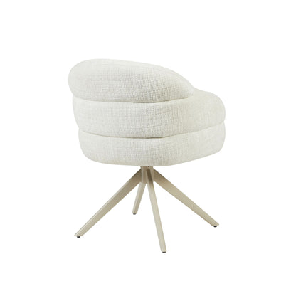 Chaise de salle à manger Bella en tissu blanc cassé avec accoudoirs Starfurn