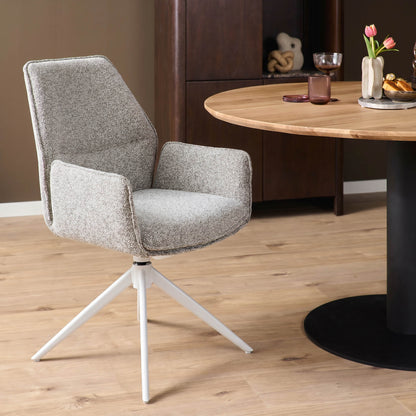 Chaise de salle à manger Hera en tissu beige avec accoudoirs Starfurn