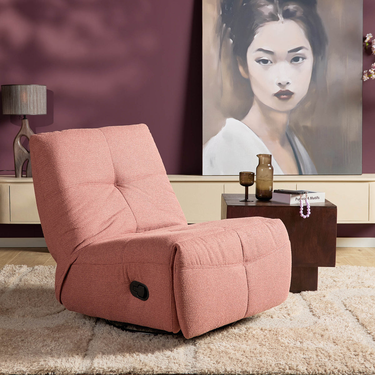 Fauteuil relax Lazy Tissu Rose Starfurn