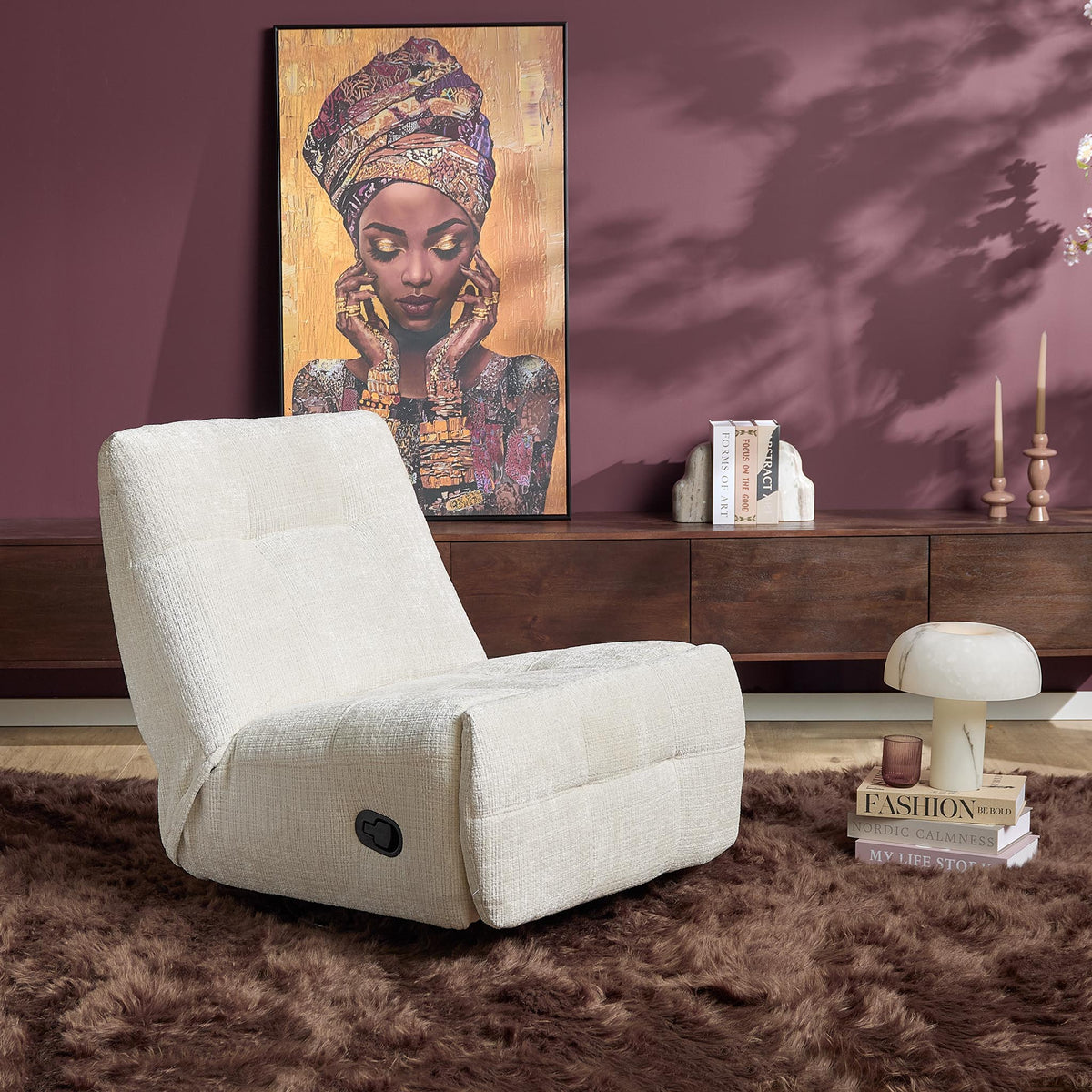 Fauteuil relax Chill Tissu Blanc cassé Starfurn