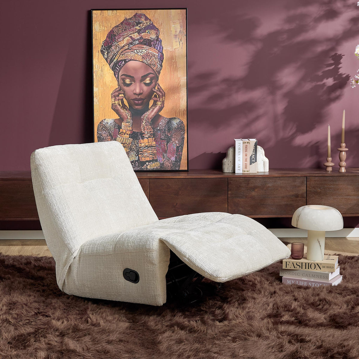 Fauteuil relax Chill Tissu Blanc cassé Starfurn