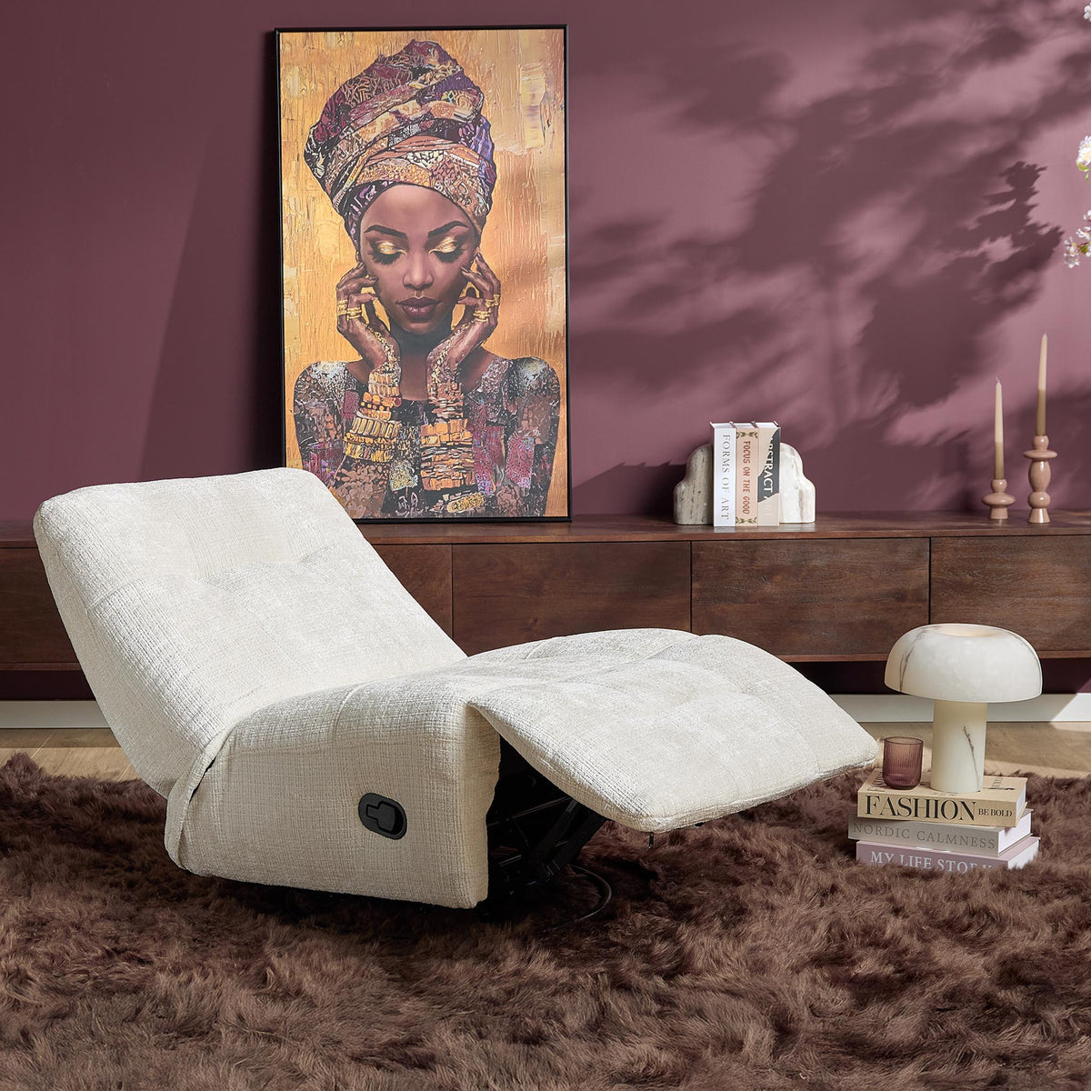 Fauteuil relax Chill Tissu Blanc cassé Starfurn