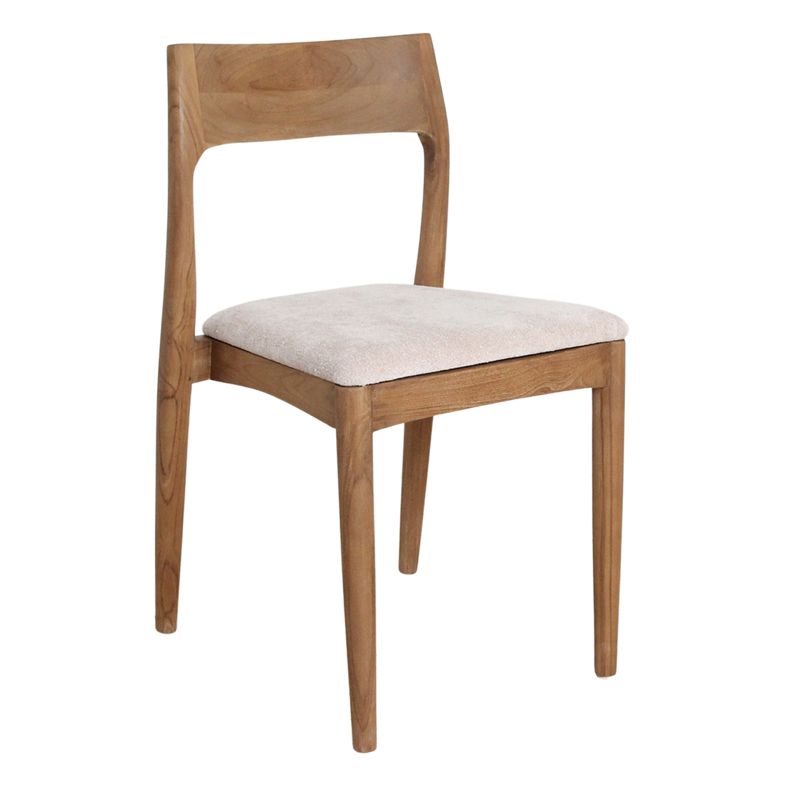 Freya Chaise de salle à manger en teck sans accoudoirs Crème Lot de 2 Raw Materials