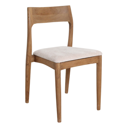 Freya Chaise de salle à manger en teck sans accoudoirs Crème Lot de 2 Raw Materials