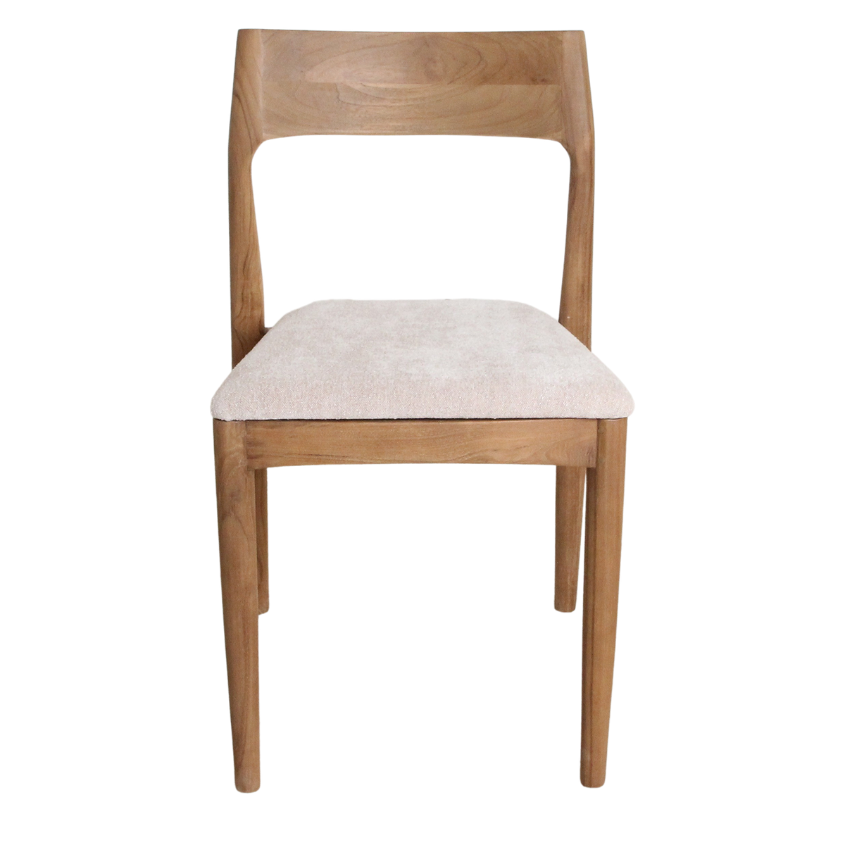 Freya Chaise de salle à manger en teck sans accoudoirs Crème Lot de 2 Raw Materials
