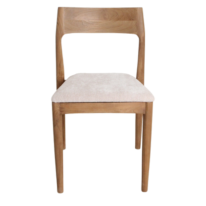 Freya Chaise de salle à manger en teck sans accoudoirs Crème Lot de 2 Raw Materials
