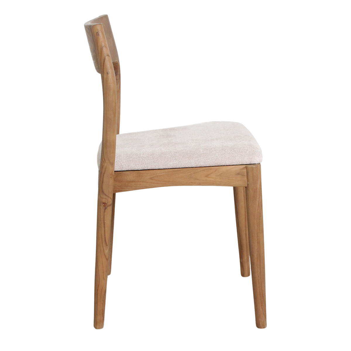 Freya Chaise de salle à manger en teck sans accoudoirs Crème Lot de 2 Raw Materials