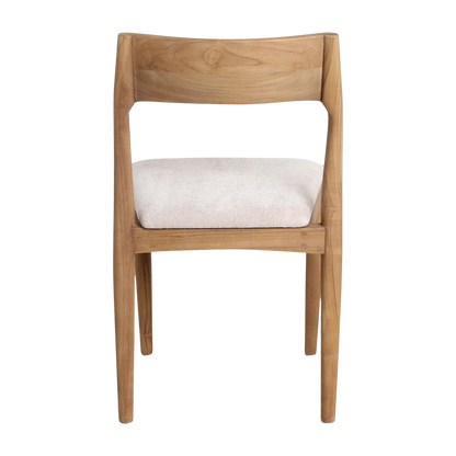 Freya Chaise de salle à manger en teck sans accoudoirs Crème Lot de 2 Raw Materials
