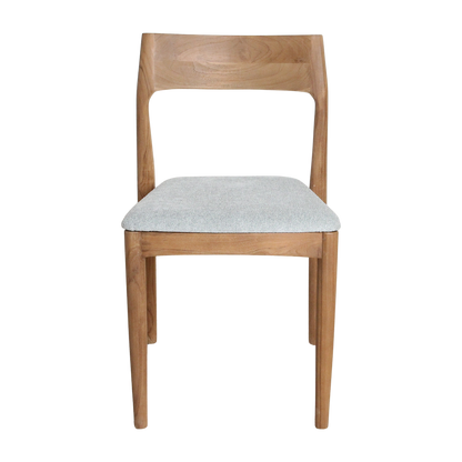 Chaise de salle à manger en teck Freya sans accoudoirs vert clair lot de 2 Raw Materials