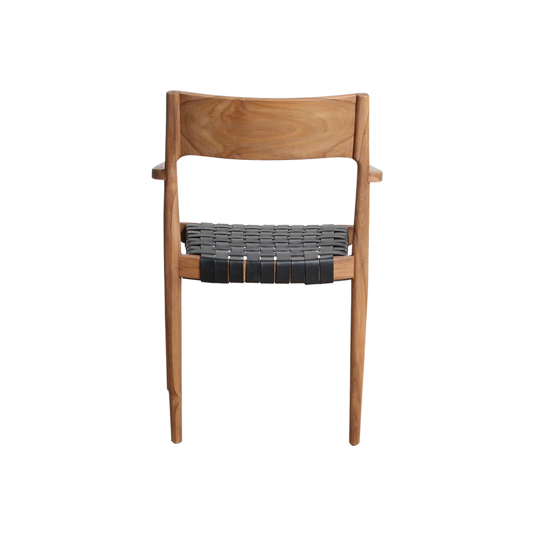 Chaise de salle à manger Freya avec accoudoirs, cuir noir, lot de 2, Raw Materials
