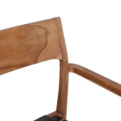 Chaise de salle à manger Freya avec accoudoirs, cuir noir, lot de 2, Raw Materials
