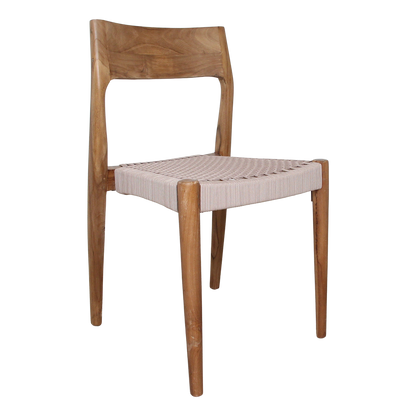Chaise de salle à manger en teck Freya sans accoudoirs Naturel Lot de 2 Raw Materials