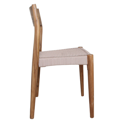 Chaise de salle à manger en teck Freya sans accoudoirs Naturel Lot de 2 Raw Materials