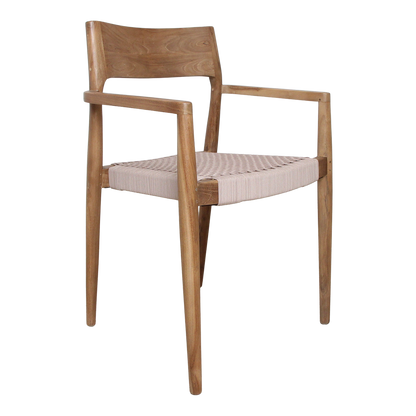 Chaise de salle à manger en teck Freya avec accoudoirs naturel lot de 2 Raw Materials