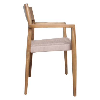 Chaise de salle à manger en teck Freya avec accoudoirs naturel lot de 2 Raw Materials