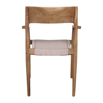 Chaise de salle à manger en teck Freya avec accoudoirs naturel lot de 2 Raw Materials