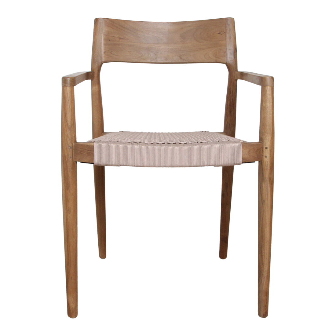 Chaise de salle à manger en teck Freya avec accoudoirs naturel lot de 2 Raw Materials